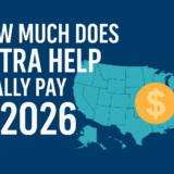 U.S. map graphic with dollar icon and the title ‘How Much Does Extra Help Really Pay in 2026,’ representing 2026 Medicare Extra Help (LIS) benchmark premiums by state.