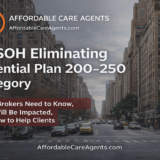 Featured image for a WordPress blog article about NYSOH eliminating the Essential Plan 200–250 category, highlighting 450,000 impacted New Yorkers and broker opportunities in New York health insurance.